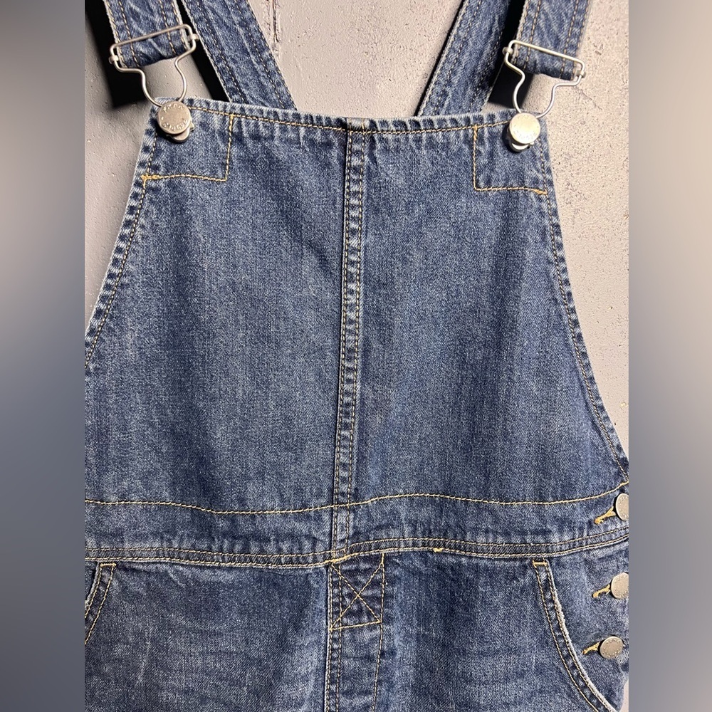 Free People Denim Raw Hem Mini Overall Skirt Size 4 - Picture 4 of 15